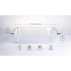 Deep Clear Glass Baking Dish, Rectangular Tempered Glass Baking Pan, The Largest casserole dish. -5.4 Liter