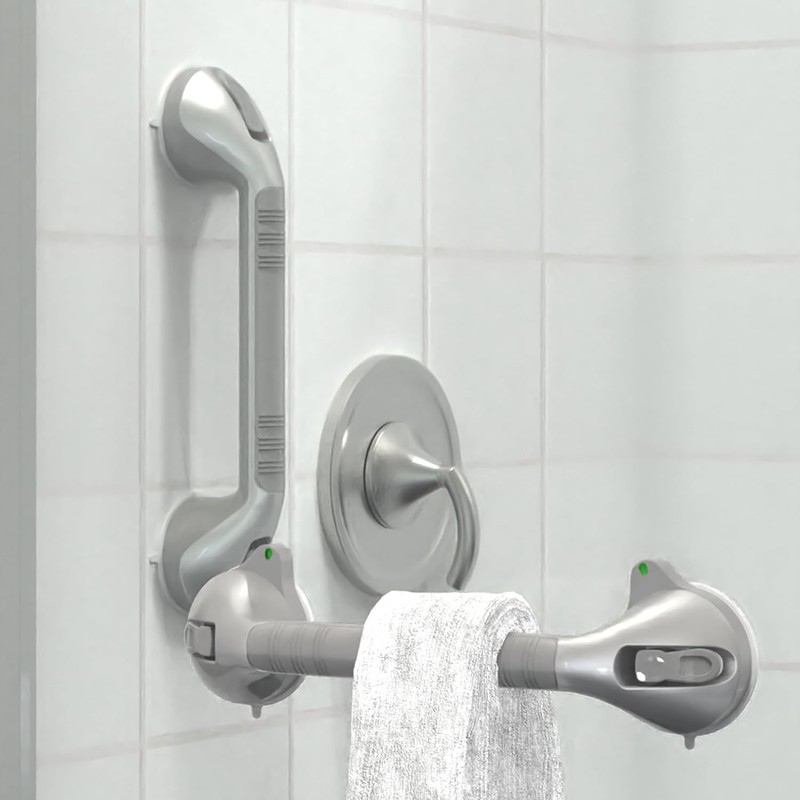 17“ Suction Shower Grab Bar with Indicators, Tool-Free Installation, Steady