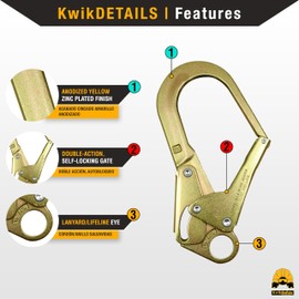 KwikSafety - Charlotte, NC - Bond N-3630 Rebar Hook (Double-Locking) Heat Treated Forged Steel Connector PPE Fall Arrest Hardware