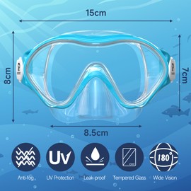 RIOROO Snorkel Mask for Kids,Swimming Goggles Kids with Nose Cover for Boys Girls Youth Children,Diving Mask Kids No Leak Anti Fog Waterproof 180°Clear View Kids Swim Goggles for Age 4-15 Years