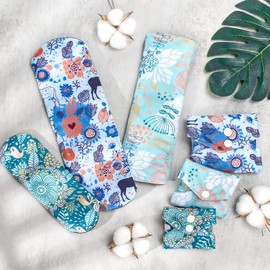 Viedouce washable panty liners, super absorbent bamboo sanitary towel, reusable pads, sanitary pads with 2 waterproof storage bags