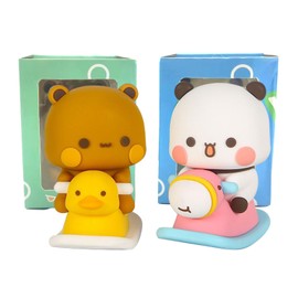 YOKUSHI 2 PCS Bubu and Dudu Bears Car Dashboard Decorations, Cute Cartoon Statue Bears Panda Figurine Office Desk Decor for Decor Accessories Tabletop Ornaments Gifts (B)