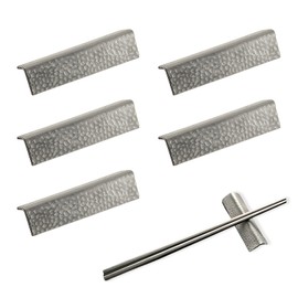 Coollooda Chopsticks Rest, Cutlery Rest, Stainless Steel Spoon Rest, Japanese Style, Stylish, Simple Design, Dishwasher Safe, Suitable for Family, Study, Dining Table, Tavern, Set of 5