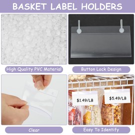 40pcs Wire Shelf Label Holder for Price Tag with 40 pcs Label Paper,Plastic Wire Rack Label Holder(Clear)