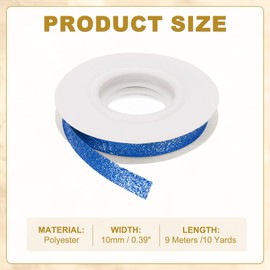 sourcing map 3/8" x 10 Yards Sparkle Ribbons, Wreath Crafts Cut Edge Ribbon, Sparkling Fabric Ribbon for Bow Making, Gift Wrapping, Festival Wedding Party Decoration, Dark Blue