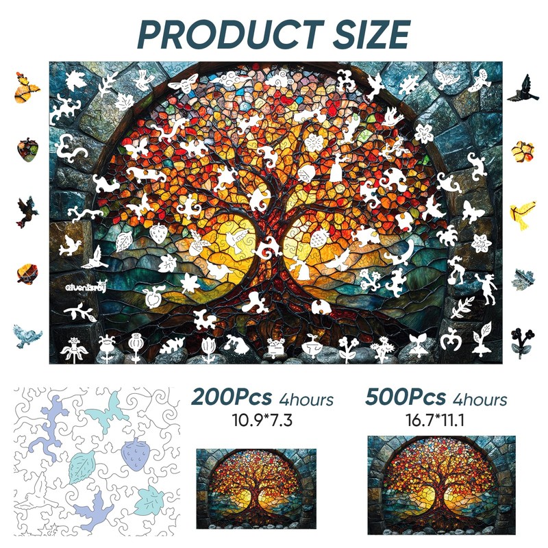 Wooden Puzzles for Adults, Mosaic Tree of Life Jigsaw Puzzles