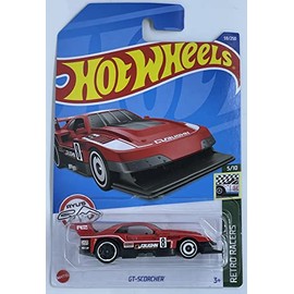 Hot Wheels GT-Scorcher, rotes Druckguss-Auto, Maßstab 1:64, 10,2 cm B x 17,8 cm L x 5,1 cm H, ab 3 Jahren