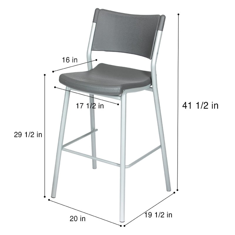 OEF Furnishings Blow Molded Bistro Stool, Grey (OEFCTS30)