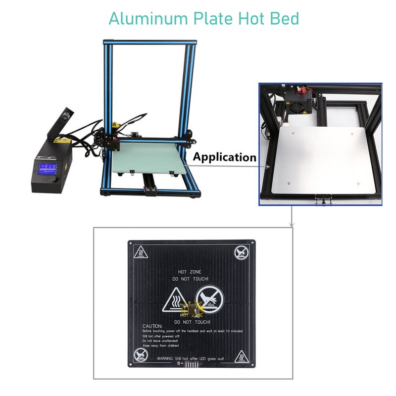 12V 1.2Ω 3D Printer Aluminum Plate with Hotbed Cable Heated