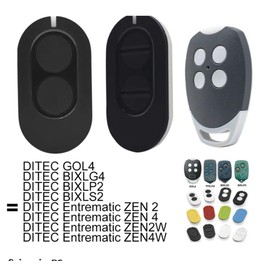 Garage Door Remote Control Compatible with 433 MHz Ditec Gol4 Bixlp2 Bixls2 Bixlg4 Entre Matic Zen 2 Zen4 Zen2w Zen4w Transmitter Command 433.92 MHz Pack of 2 Garage Door Opener for DITEC ENTREMATIC