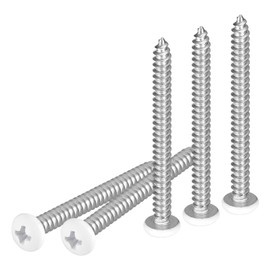 DTGN #10x2" White Screws - 25Pack - 304 Stainless Steel Pan Head Phillips Screw