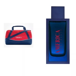 Perry Ellis”AMERICA”-3.4oz EDT & Duffle Bag-(NEW-TESTER IN BOX-NO CAP)