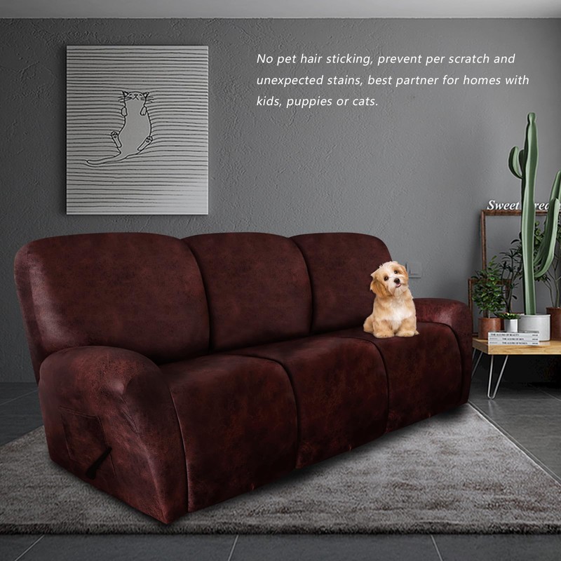 molasofa Recliner Sofa Covers - 8 Pieces Stretch Leather Like