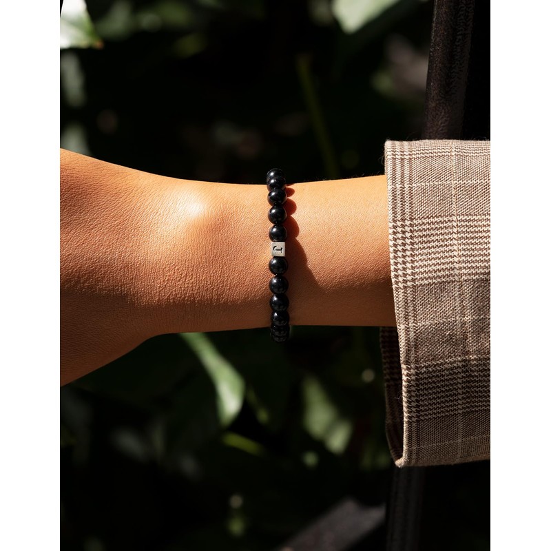 Landorilo Natural Healing Gemstone Crystal Bracelet, 6mm Black Tourmaline with