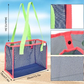 Strandtasche Strandspielzeug Tasche Groß Netztasche für Sandspielzeug Wasserspielzeug Kinder Aufräumsack Spielsack Jungen Mädchen Badetasche Aufbewahrungstasche Faltbare für Familie Urlaub (Blau)