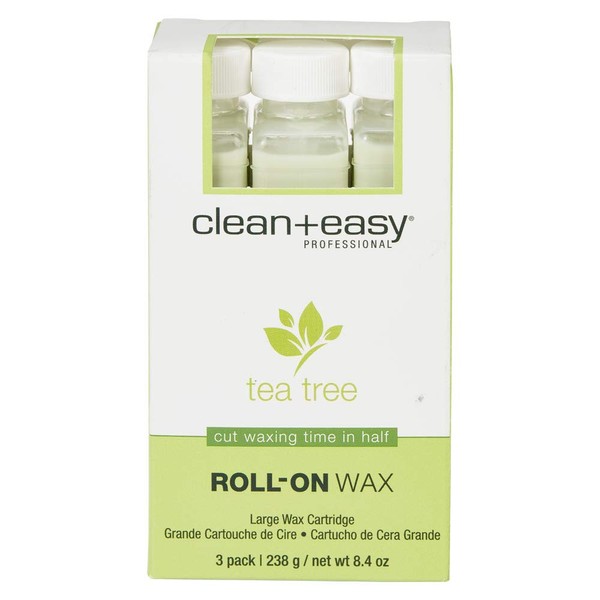 Clean + Easy Large Tea Tree Creme Wax Refill For Facial And Body Hair Removal - 3 pack