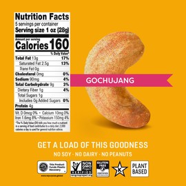 Octonuts Gochujang Roasted Cashew (5oz) Plant Based Protein Snack with Korean-Inspired Flavor – Healthy Snack for Adults & Kids - Keto Friendly, Vegan & Non-GMO Verified