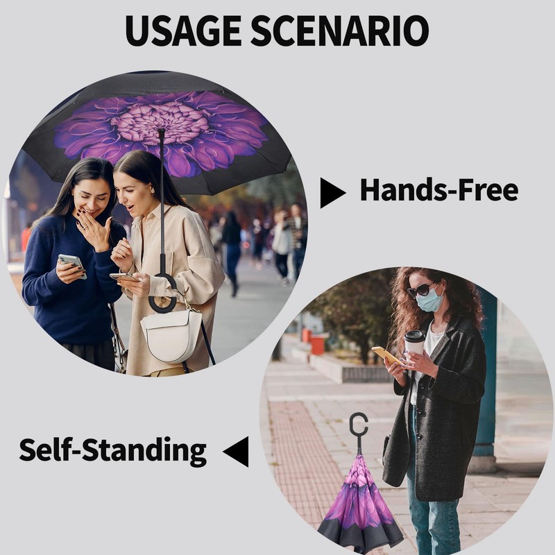 LLanxiry Windproof Inverted Umbrella, Large Reverse Umbrellas for Rain with