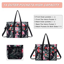 HUA ANGEL Large Waterproof Swimming Bag for Men and Women - Small Travel Bag with Many Pockets - Beach Bag Family with Zip for Weekender Shopper, red flowers, L