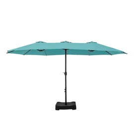 Sophia & William 15 ft Extra Large Patio Umbrella with Base Included, Rectangular Outdoor Umbrella Heavy Duty, Market Umbrella Double-sided Fade Resistant for Pool Garden Backyard, Turquoise