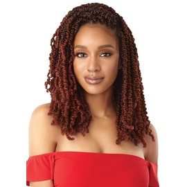 Outre X-Pression Twisted Up Medium Short Length Yaki Synthetic Hair Crochet Braid - WAVY BOMB TWIST 12” (CHAMBL)