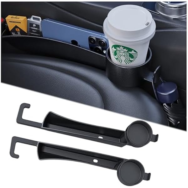 Dual Slot Car Seat Gap Organizer with Cup Holder, Universal