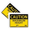 Caution Maximum Height Sign Stickers Labels, 3.5x5 Inch Self Adhesive