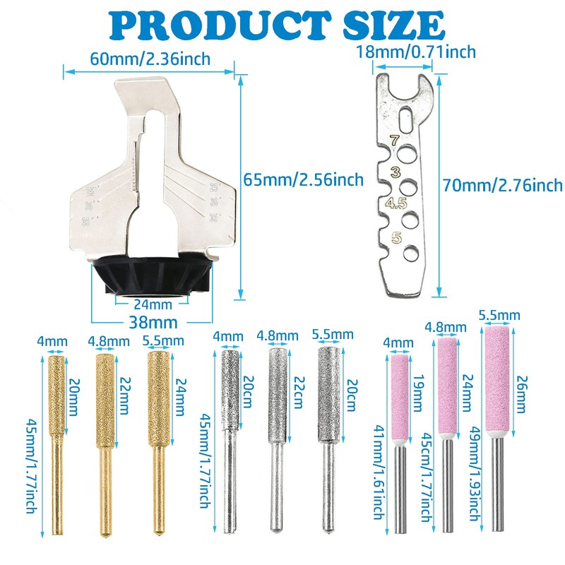 YUENTOEN 20Pcs Chainsaw Sharpening Attachment Kit with Angle Guide and