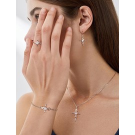 STARCHENIE Note Cross Ring for Women 925 Sterling Silver Treble Clef Jewelry Rings Size 9