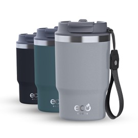 ecoroots THUNDER ecoroots Kaffeebecher, wiederverwendbar, auslaufsicher, Thermotasse aus Edelstahl, BPA-frei, Thermosbecher für heiße und kalte Getränke (Grau COOL, 470 ml)