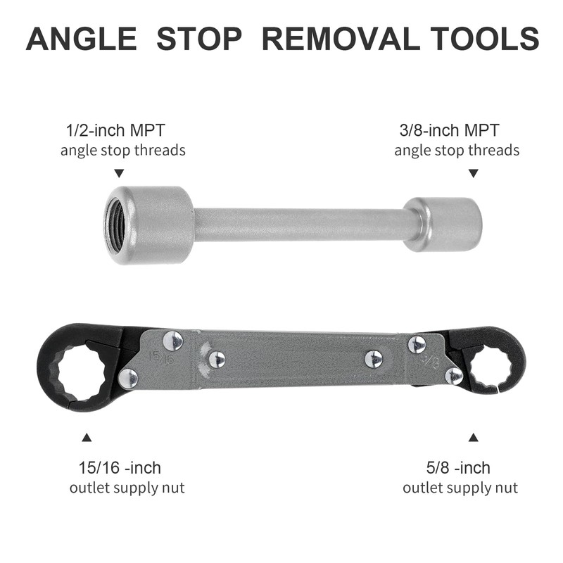 Holdly Plumbing Tools Angle Stop Wrench Kit, Angle-on Wrench Professional