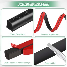 M METERXITY Flexible Quarter Round Molding 39 Inch Self-Adhesive Bathtub Trim Molding Peel and Stick Rubber Quarter Round Trim for Floor/TubWall Edge Corner/Stairs/Columns [Black,0.5In]