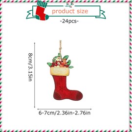 CutitiUU 24 PCS Christmas Wooden Christmas Tree Decoration Hanging,Christmas Victorian Style Wood Decorations Vintage Wooden Santa Claus Ornaments,for Home Door Windows Xmas Party Decoration