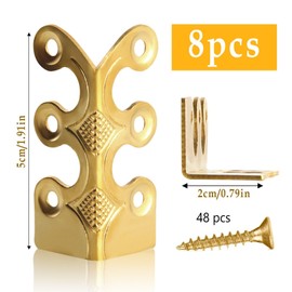 FainFun Vintage Metal Corner Protectors, 8 Pieces Skiffers Skirting Board Corner Protectors, Metal Corner Protectors, Furniture Corner Edge Protectors, Decorative Corner Protectors for