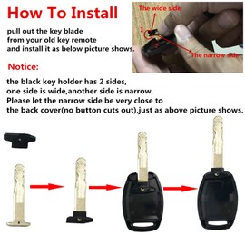 Key Fob Shell Case Fit for Honda Accord Crosstour Civic Odyssey CR-V CR-Z Fit Keyless Entry Remote Key Housing Replacement with Free Screwdriver Casing Only (Black 2 Pack)