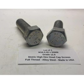 Metri-12 (Qty 2) M16-2.00 x 50 MM Perma Plate Metric High Hex Head Capscrew - Grade 12.9