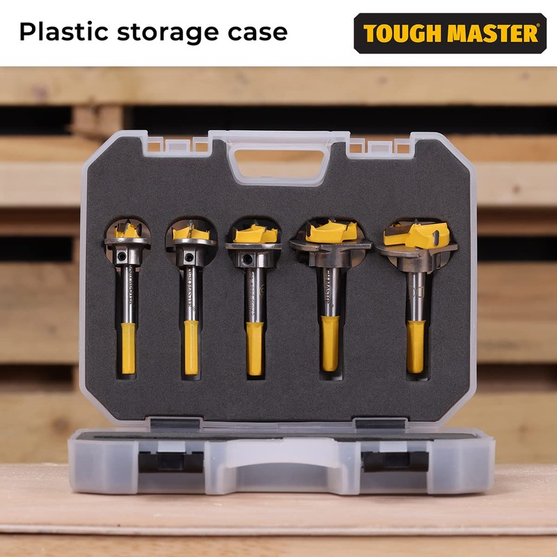 Forstner Bits TOUGH MASTER 5 Piece Carbide Tip, 15mm, 20mm,