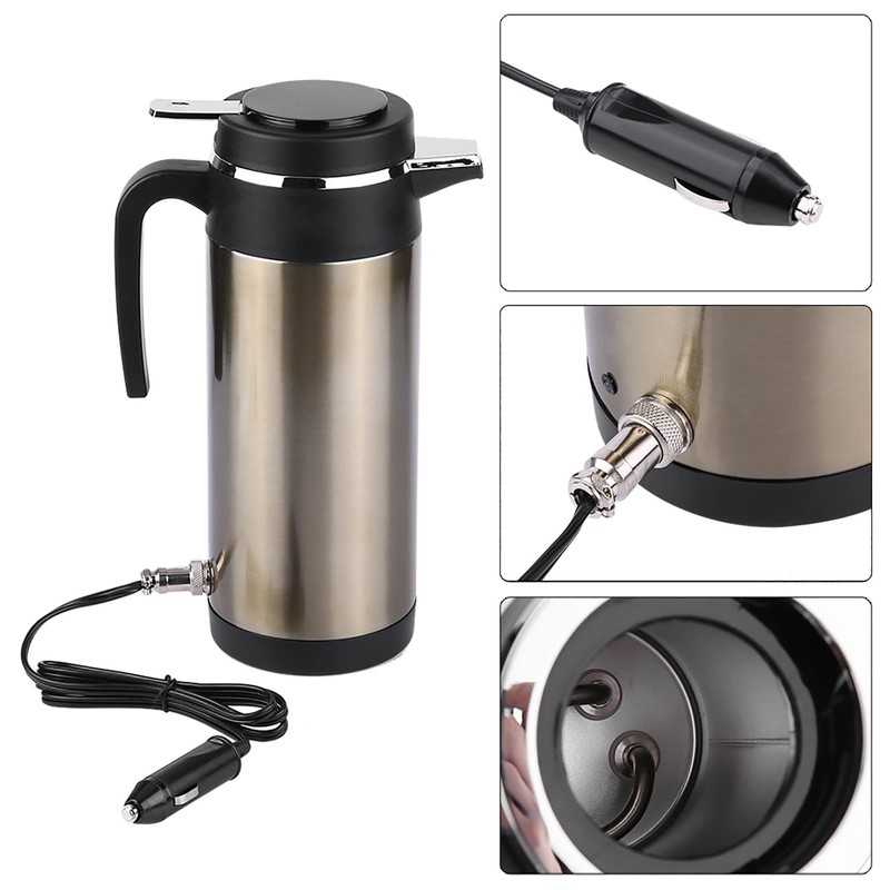 Stainless Steel Electric Car Kettle Travel Thermoses Heating Water Bottle