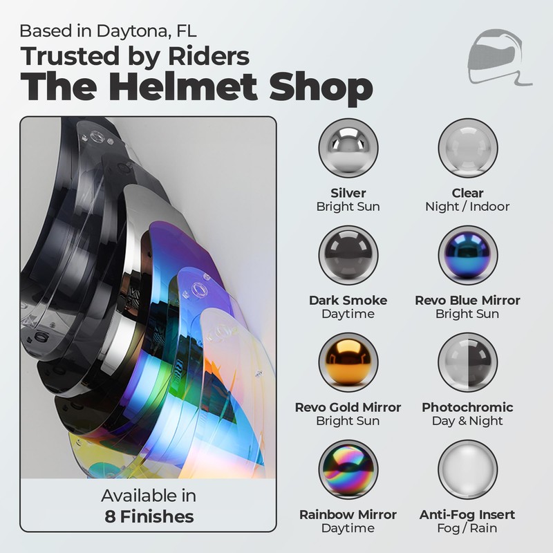 The Helmet Shop HJ-33 Photochromic Motorcycle Helmet Visor Compatible with