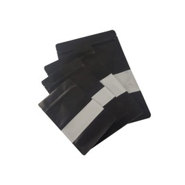 Jamo Solutions Black Kraft Paper Window Stand Up Pouch - Storage Bag for Dry Food, Beauty Products - Resealable Pouch with Zip Lock - 10 x 500 ml