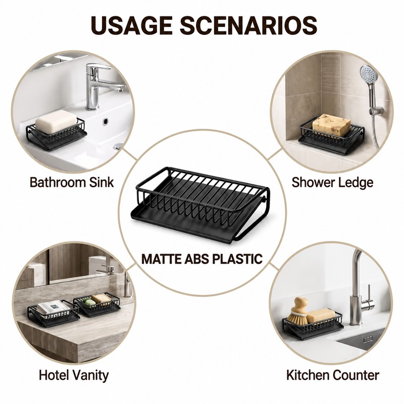 Bathroom Soap Holder Draining Rack, Self-Draining Soap Dish with Anti-Slip