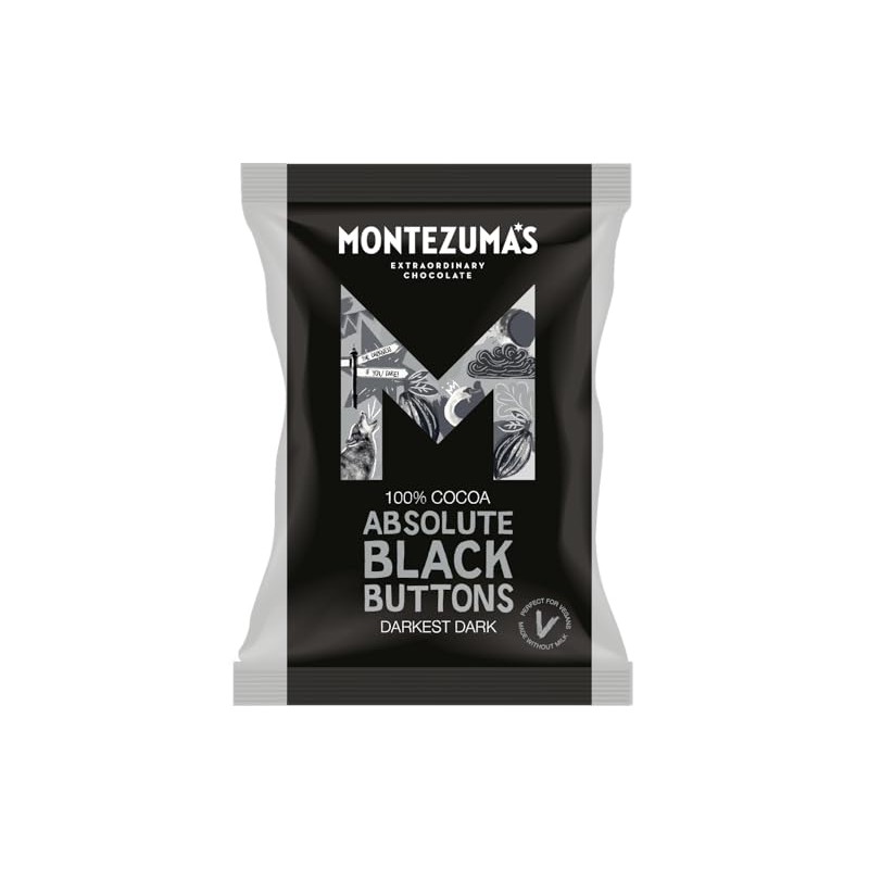 Montezuma's Absolute Black, 100% Cocoa, Darkest Dark Buttons, Gluten Free