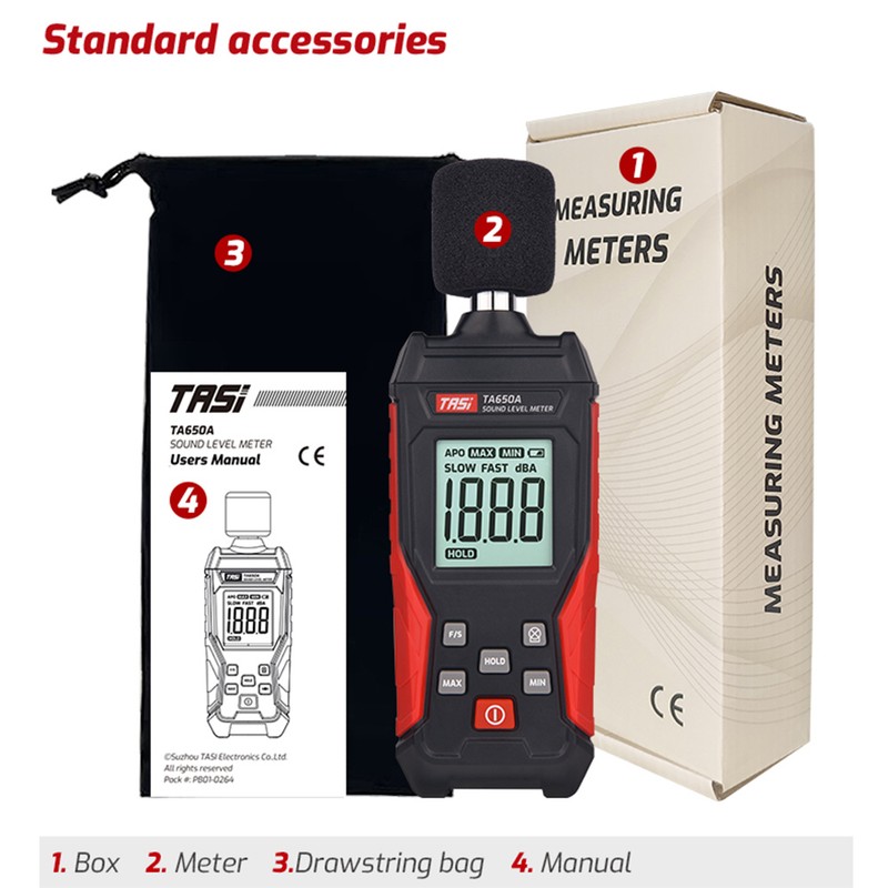 TASI TA650A Digital Sound Level Noise Meter Measurement 30-130dB Decibel