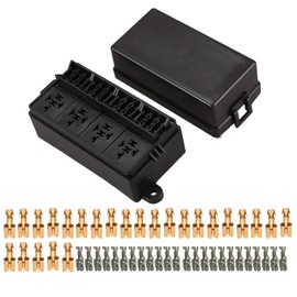 TIERXIALY Relay Fuse Block with terminals and Relays Slots car Fuse Relay Box Universal Circuit Control Controller12V-24V On/Off Switch Panel for Car SUV Truck (4Relays 12Fuses Slots & Terminals)