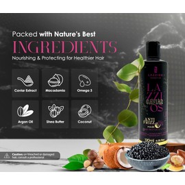 Lazzios Caviar Organic Hair Protein 120 ml (4 oz) – Brazilian Professional Straightening & Smoothing Treatment – Safe Formula with No Toxic Acids, Hyaluronic Acid, Keratin, Caviar & Argan Oil