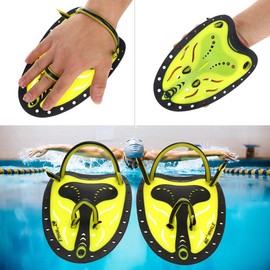 Swim Paddles, Swim Fins, Swimming Fins, Swim Hand Paddle Swim Training Paddles Adjustable Diving Training Hand Fin Flippers Flat Paddles Swimming Training Aid for Men Women Children(Yellow L)