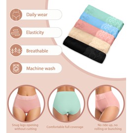 MISSWHO Womens High Waisted Cotton Underwear Full Brief Panties Ladies Underpants 5 Pack Size 9 XX-Large Plus Size