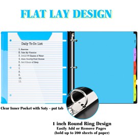 INFUN 1 Inch Telescoping 3 Ring Binder - 4PCS, Flexible Round Binder with Customizable Front Cover and Clear Catalog Pocket, 1Inch Rings, 200 Sheet Capacity