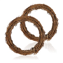 com-four® decorative wooden wreath made of rattan for decorating e.g. windows, tables and doors