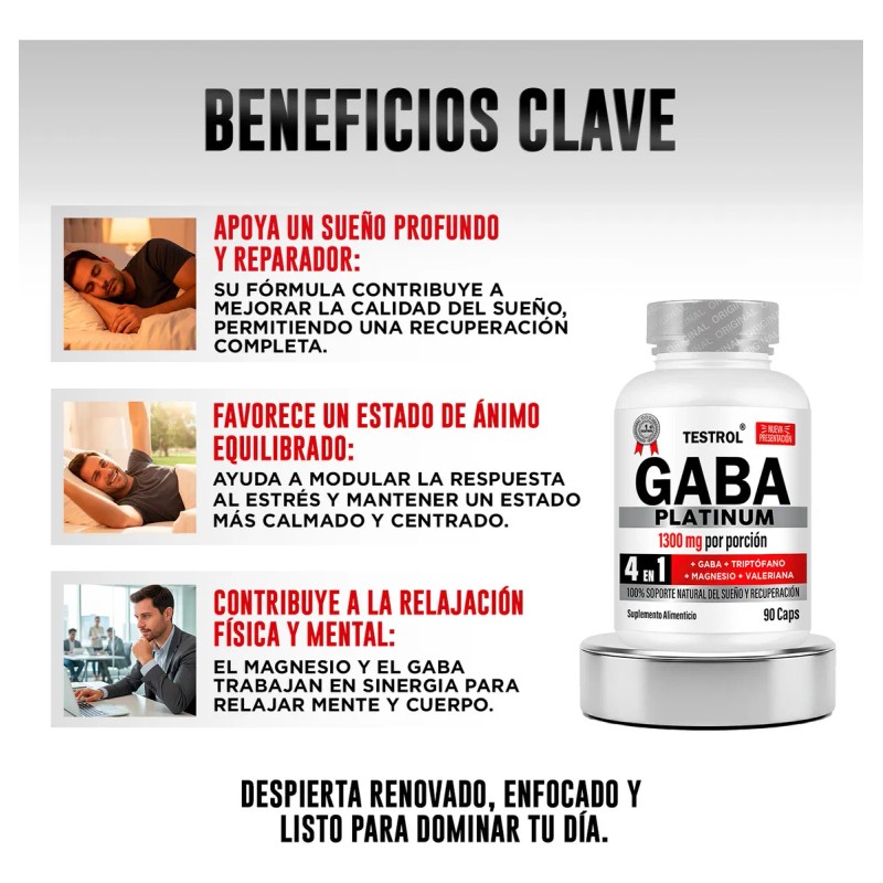 Gaba Platinum 4 En 1 Testrol 90 Cpsulas Descanso Natural